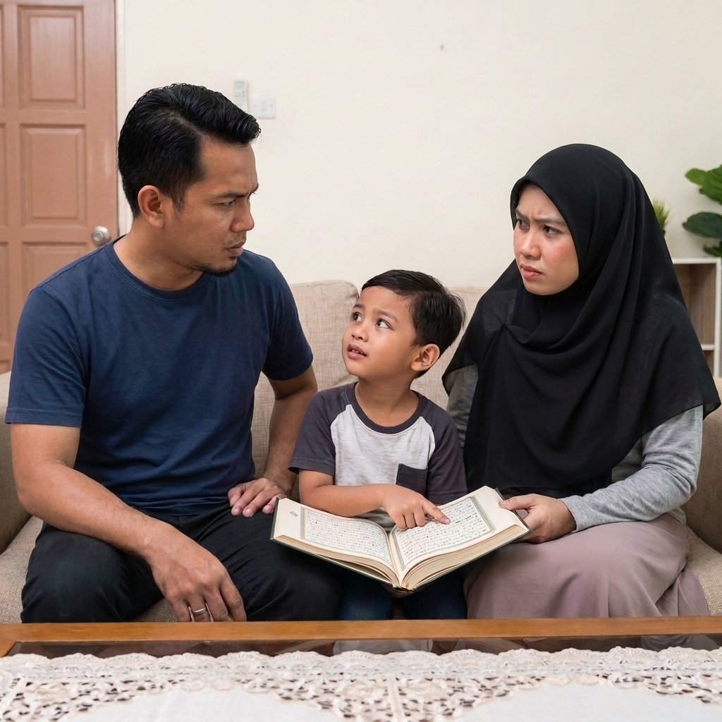 Ibu bapa membetulkan bacaan